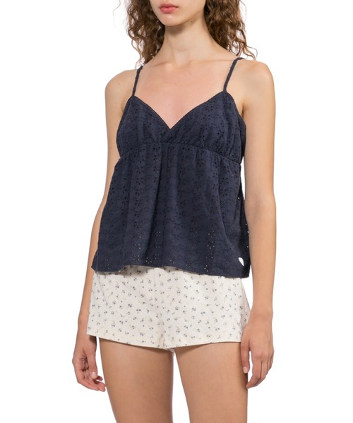 A BATHING APE(アベイシングエイプ)の「HEART BADGE WOVEN GARMENT DYE CAMI TOP(キャミソール・レディース・ネイビー・SMALL/X-SMALL)」の3枚目の写真