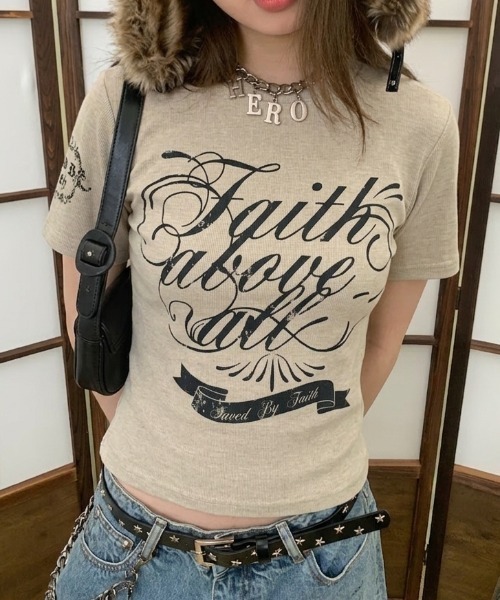LAC-VERT(ラック・ヴェール)の「フィットリブピグメントプリントTシャツ(Tシャツ/カットソー・レディース・ブラウン/グレイッシュベージュ・FREE)」の16枚目の写真