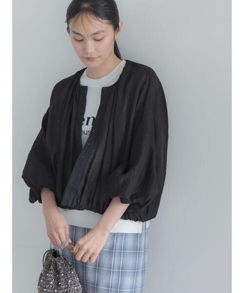 Te chichi(テチチ)の「シアー楊柳ギャザーブルゾン(ブルゾン・レディース・ブラック/オフホワイト・F)」の4枚目の写真