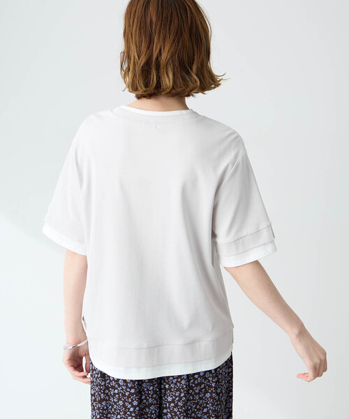 Petit Honfleur（プチオンフルール）の「レイヤード風スリットカットプルオーバー【接触冷感・UVカット】（Tシャツ/カットソー・レディース・グレー/ネイビー・M/L）」の4枚目の写真