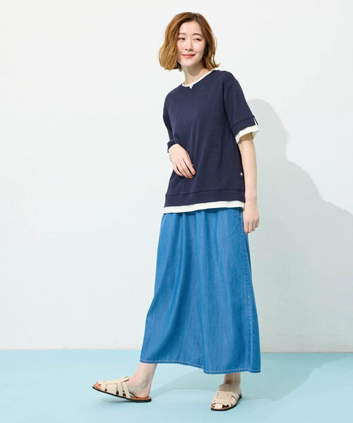 Petit Honfleur（プチオンフルール）の「レイヤード風スリットカットプルオーバー【接触冷感・UVカット】（Tシャツ/カットソー・レディース・グレー/ネイビー・M/L）」の8枚目の写真