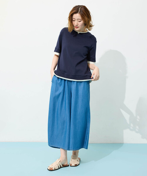 Petit Honfleur（プチオンフルール）の「レイヤード風スリットカットプルオーバー【接触冷感・UVカット】（Tシャツ/カットソー・レディース・グレー/ネイビー・M/L）」の10枚目の写真