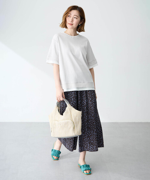 Petit Honfleur（プチオンフルール）の「レイヤード風スリットカットプルオーバー【接触冷感・UVカット】（Tシャツ/カットソー・レディース・グレー/ネイビー・M/L）」の11枚目の写真