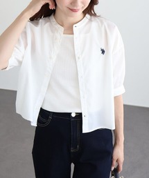 U.S. POLO ASSN. クロップド丈ボリュームスリーブブラウス