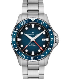HAMILTON [ハミルトン] 腕時計 Khaki Navy （カーキ ネイビー） Scuba GMT 自動巻き 43MM ブルー×シルバー
