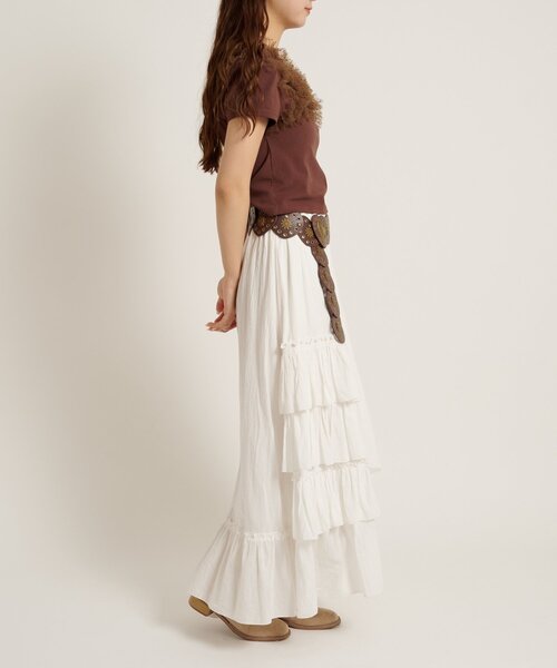 w closet（ダブルクローゼット）の「フリフリドットチュールTシャツ　夏服（Tシャツ/カットソー・レディース・ブラック/ブルー/ブラウン/ネイビー/グレー/オフホワイト・FREE）」の12枚目の写真