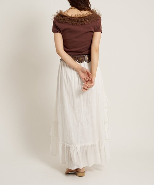 w closet（ダブルクローゼット）の「フリフリドットチュールTシャツ　夏服（Tシャツ/カットソー・レディース・ブラック/ブルー/ブラウン/ネイビー/グレー/オフホワイト・FREE）」の13枚目の写真