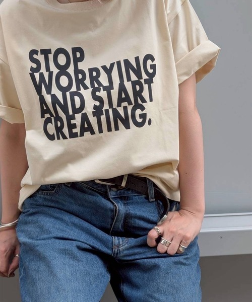 Scrap Book(スクラップブック)の「【ALL HOURS】6.5OZ FINE COMA STOP WORRYING(Tシャツ/カットソー・レディース・ブラウン系その他/グレー系その他/ホワイト系その他・1)」の2枚目の写真