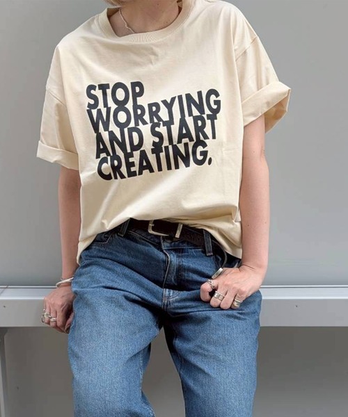 Scrap Book(スクラップブック)の「【ALL HOURS】6.5OZ FINE COMA STOP WORRYING(Tシャツ/カットソー・レディース・ブラウン系その他/グレー系その他/ホワイト系その他・1)」の6枚目の写真