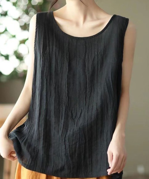 Flugge(フラッジー)の「リネンタッチノースリーブ(その他トップス・レディース・ベージュ/ブラック・LARGE/MEDIUM)」の2枚目の写真