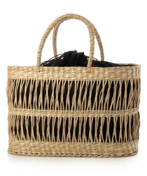 CACHELLIE(カシェリエ)の「SEAGRASS PATTERN TOTE / M(かごバッグ・レディース・ナチュラル/ブラック・FREE)」の3枚目の写真