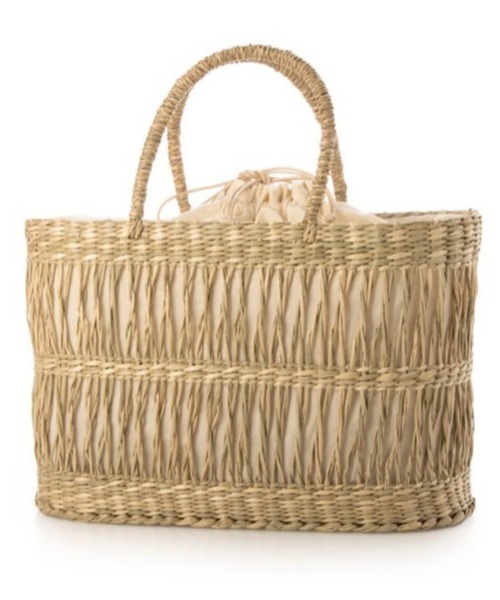 CACHELLIE(カシェリエ)の「SEAGRASS PATTERN TOTE / M(かごバッグ・レディース・ナチュラル/ブラック・FREE)」の6枚目の写真