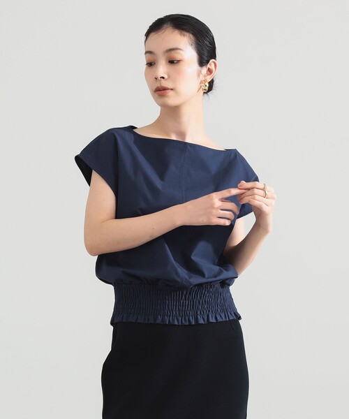 Demi-Luxe BEAMS(デミルクス ビームス)の「フレンチ シャーリング ブラウス(シャツ/ブラウス・レディース・ネイビー/オフホワイト/オレンジ系その他7・ONE SIZE)」の2枚目の写真