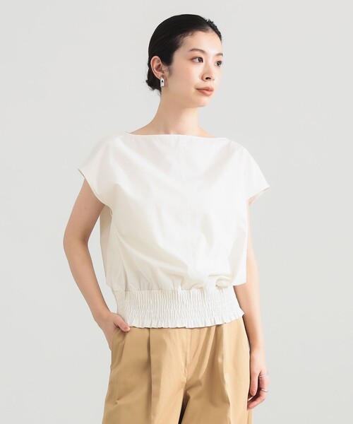 Demi-Luxe BEAMS(デミルクス ビームス)の「フレンチ シャーリング ブラウス(シャツ/ブラウス・レディース・ネイビー/オフホワイト/オレンジ系その他7・ONE SIZE)」の1枚目の写真