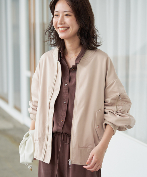 SLOBE IENA(スローブイエナ)の「《WEB限定カラーあり/》シングルMA-1(その他アウター・レディース・ベージュ/ブラック/カーキ/ブラウン・FREE)」の3枚目の写真
