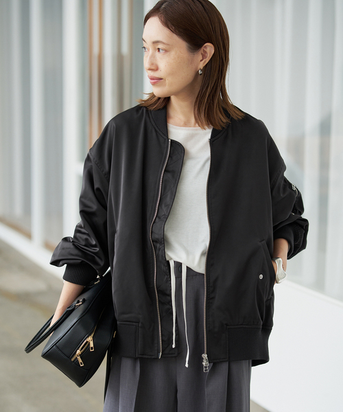 SLOBE IENA(スローブイエナ)の「《WEB限定カラーあり/》シングルMA-1(その他アウター・レディース・ベージュ/ブラック/カーキ/ブラウン・FREE)」の5枚目の写真