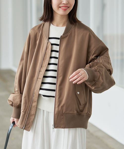SLOBE IENA(スローブイエナ)の「《WEB限定カラーあり/》シングルMA-1(その他アウター・レディース・ベージュ/ブラック/カーキ/ブラウン・FREE)」の12枚目の写真