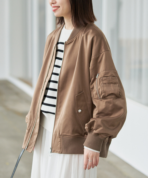 SLOBE IENA(スローブイエナ)の「《WEB限定カラーあり/》シングルMA-1(その他アウター・レディース・ベージュ/ブラック/カーキ/ブラウン・FREE)」の17枚目の写真