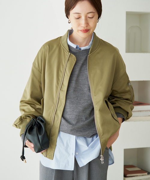 SLOBE IENA(スローブイエナ)の「《WEB限定カラーあり》シングルMA-1(その他アウター・レディース・ベージュ/ブラック/カーキ/ブラウン・FREE)」の20枚目の写真