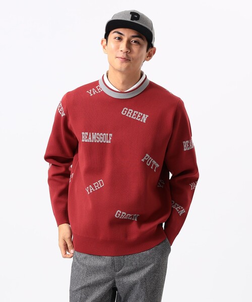 BEAMS GOLF(ビームスゴルフ)の「ORANGE LABEL / アーカイブロゴ 総柄 ニット(ニット/セーター・メンズ・ネイビー/グレー/ワイン・S/M/L/XL)」の3枚目の写真
