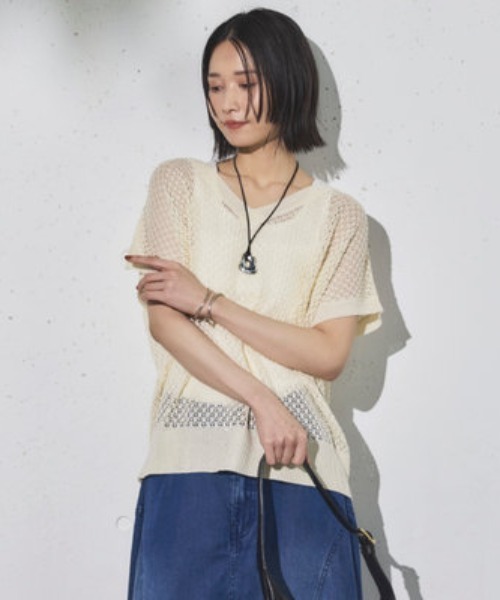 Doux archives(ドゥアルシーヴ)の「スパンコールメッシュニット(ニット/セーター・レディース・ブラウン/アイボリー/パープル・FREE)」の9枚目の写真