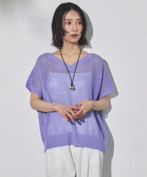 Doux archives(ドゥアルシーヴ)の「スパンコールメッシュニット(ニット/セーター・レディース・ブラウン/アイボリー/パープル・FREE)」の18枚目の写真