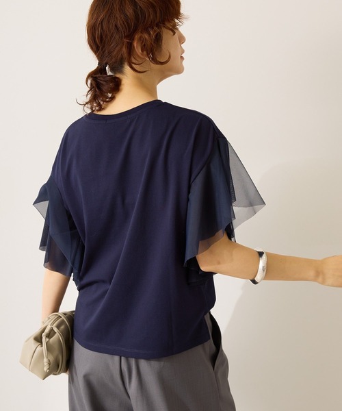 AMERICAN HOLIC(アメリカンホリック)の「【WEB限定】袖チュールサイドスリットプルオーバー(その他トップス・レディース・アイボリー/ネイビー/ブラック・L/M)」の6枚目の写真