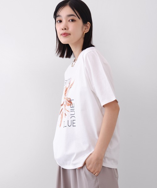 Bou Jeloud（ブージュルード）の「デジタルフラワープリントＴシャツ（Tシャツ/カットソー・レディース・オフホワイト/チャコールグレー・FREE）」の8枚目の写真