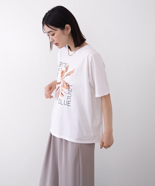 Bou Jeloud（ブージュルード）の「デジタルフラワープリントＴシャツ（Tシャツ/カットソー・レディース・オフホワイト/チャコールグレー・FREE）」の10枚目の写真