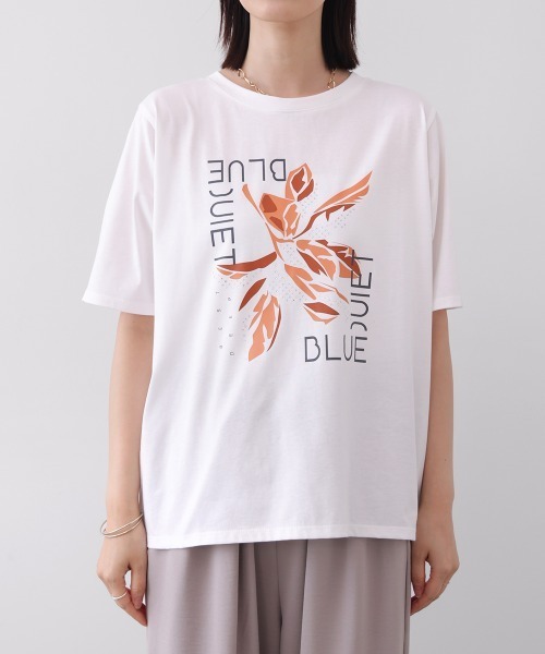 Bou Jeloud（ブージュルード）の「デジタルフラワープリントＴシャツ（Tシャツ/カットソー・レディース・オフホワイト/チャコールグレー・FREE）」の14枚目の写真