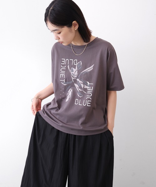 Bou Jeloud（ブージュルード）の「デジタルフラワープリントＴシャツ（Tシャツ/カットソー・レディース・オフホワイト/チャコールグレー・FREE）」の20枚目の写真