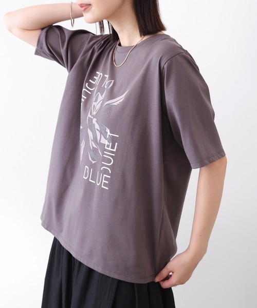 Bou Jeloud（ブージュルード）の「デジタルフラワープリントＴシャツ（Tシャツ/カットソー・レディース・オフホワイト/チャコールグレー・FREE）」の22枚目の写真