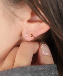 【サージカルステンレス】キレイ色ビジュー&艶感ボールのステンレス製ネジロック式ピアス