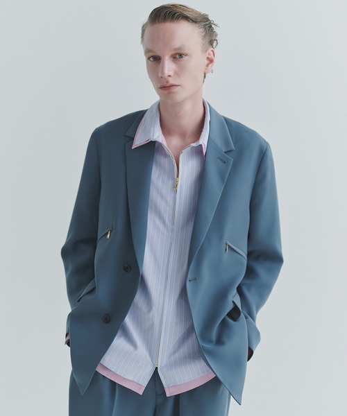 CULLNI(クルニ)の「Double Satin Slanted Zip Pocket Tailored Jacket(テーラードジャケット・メンズ・ブラック/ブルー/グリーン/アッシュブラウン・0/2/1)」の3枚目の写真