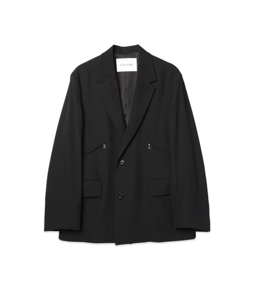 CULLNI(クルニ)の「Double Satin Slanted Zip Pocket Tailored Jacket(テーラードジャケット・メンズ・ブラック/ブルー/グリーン/アッシュブラウン・0/2/1)」の1枚目の写真