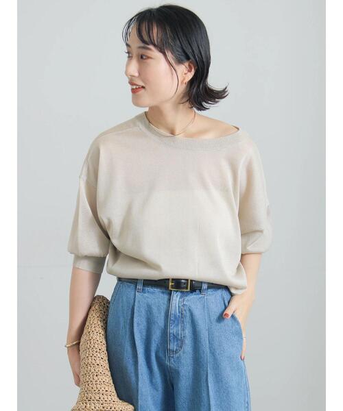 Te chichi(テチチ)の「【マシンウォッシャブル】ラメシアー前後2WAY5分袖カーディガン《追加生産》(カーディガン/ボレロ・レディース・ベージュ/グレー/ネイビー・F)」の11枚目の写真