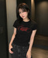 ESCAPEFROM（エスケープフロム）の「ドットラインエスケープレタリングプリントスリムフィット半袖Tシャツブラック（Tシャツ/カットソー・MEDIUM）」