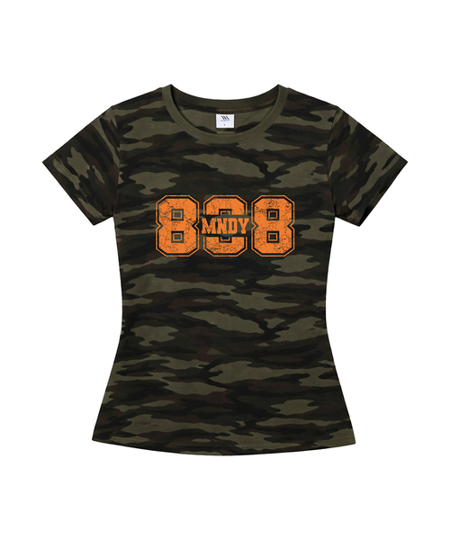 MILLION DAY(ミリオンデイ)の「808 MNDY カモスリムフィット半袖Tシャツ(Tシャツ/カットソー・レディース・グリーン/ホワイト・FREE)」の1枚目の写真