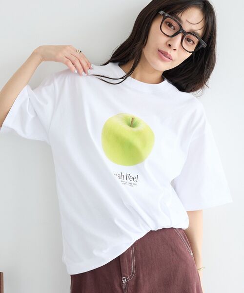 CRAFT STANDARD BOUTIQUE(クラフトスタンダードブティック)の「フルーツロゴイラストTシャツ(Tシャツ/カットソー・メンズ・ネイビー/オレンジ/グリーン・M/L)」の2枚目の写真