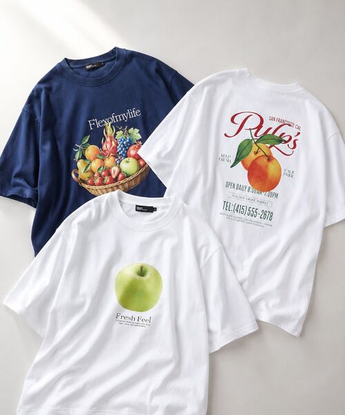 CRAFT STANDARD BOUTIQUE(クラフトスタンダードブティック)の「フルーツロゴイラストTシャツ(Tシャツ/カットソー・メンズ・ネイビー/オレンジ/グリーン・M/L)」の4枚目の写真