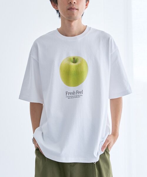 CRAFT STANDARD BOUTIQUE(クラフトスタンダードブティック)の「フルーツロゴイラストTシャツ(Tシャツ/カットソー・メンズ・ネイビー/オレンジ/グリーン・M/L)」の5枚目の写真