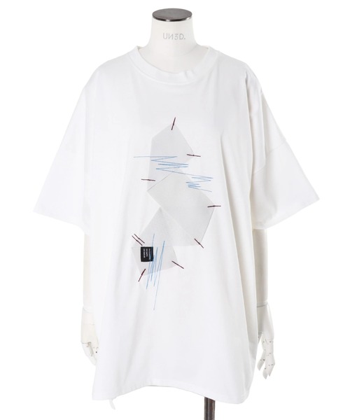 UN3D.(アンスリード)の「ORIGAMI PARTS STITCH T-SH / オリガミパーツステッチTシャツ(Tシャツ/カットソー・レディース・ブラック/ホワイト・FREE)」の3枚目の写真