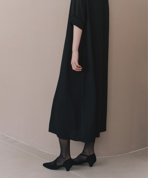 kaene（カエン）の「ライトシフォンAラインワンピース［ブラックフォーマル対応：自宅洗濯可］冠婚葬祭 礼服 喪服 入学式 卒業式 七五三 お宮参り【清涼裏地：春夏も対応】（ワンピース・レディース・ブラック・S/M/L）」の11枚目の写真