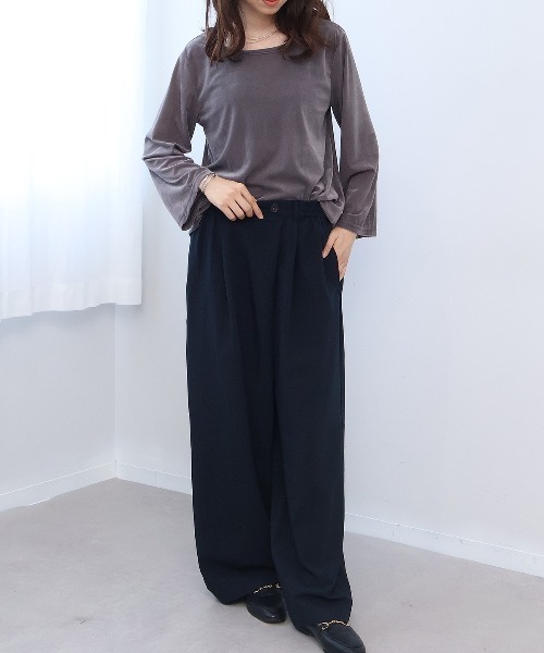 leswel（レスウェル）の「【M/L】シアーベロアカットソー（Tシャツ/カットソー・レディース・グレー/ネイビー/ブラウン・L/M）」の5枚目の写真