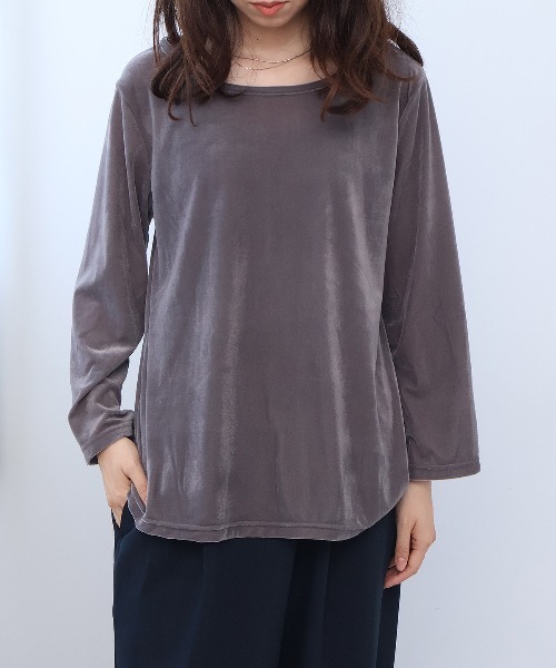 leswel（レスウェル）の「【M/L】シアーベロアカットソー（Tシャツ/カットソー・レディース・グレー/ネイビー/ブラウン・L/M）」の7枚目の写真