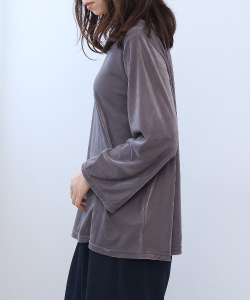 leswel（レスウェル）の「【M/L】シアーベロアカットソー（Tシャツ/カットソー・レディース・グレー/ネイビー/ブラウン・L/M）」の8枚目の写真