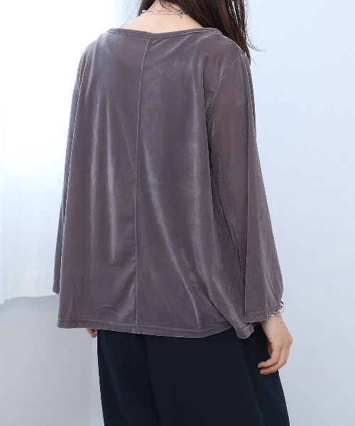 leswel（レスウェル）の「【M/L】シアーベロアカットソー（Tシャツ/カットソー・レディース・グレー/ネイビー/ブラウン・L/M）」の9枚目の写真