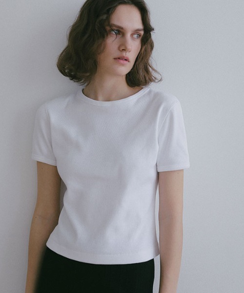 ETRE TOKYO(エトレトウキョウ)の「コンパクトフライスTee(Tシャツ/カットソー・レディース・ホワイト/チャコール/レッド・FREE)」の9枚目の写真
