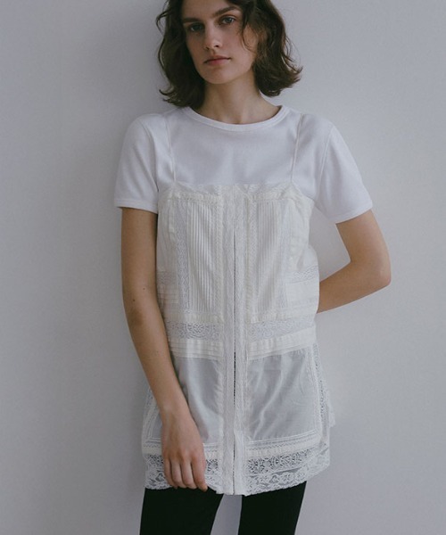ETRE TOKYO(エトレトウキョウ)の「コンパクトフライスTee(Tシャツ/カットソー・レディース・ホワイト/チャコール/レッド・FREE)」の13枚目の写真