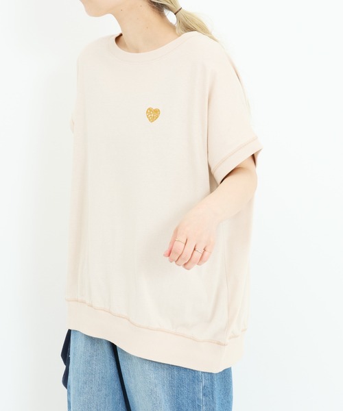 HEART MARKET（ハートマーケット）の「胸刺繍フレンチT（Tシャツ/カットソー・レディース・ブラック/ピンク/ナチュラル/ネイビー・FREE）」の13枚目の写真